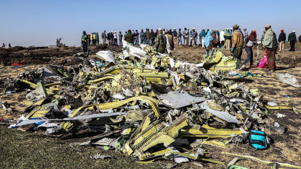 Airplane crash debris.