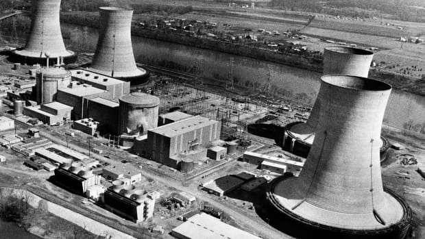 Three Mile Island Nuclear Generating Station in Dauphin County, Pennsylvania, on March 28th, 1979, the day of the site's partial meltdown.