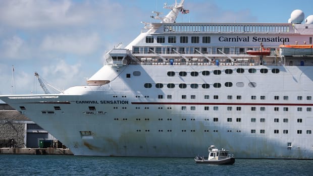 The Carnival Sensation cruise ship is seen at Port Miami on April 18th, 2019, in Miami, Florida. Reports indicate that Carnival Corporation repeatedly broke environmental laws even during its first year of being on probation after being convicted of systematically violating environmental laws.