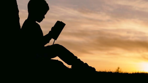 Child reading outdoors nature climate change poetry