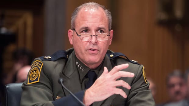 Mark Morgan testifies at a Senate Homeland Security and Governmental Affairs Committee hearing during his tenure as chief of Border Patrol in November of 2016.