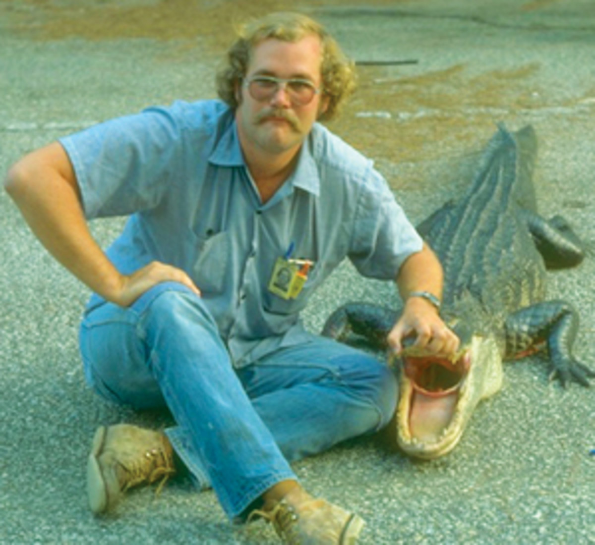 Terry Hazen and his alligator in the 1970s. (Courtesy of Terry Hazen)
