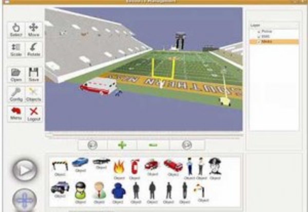 In the SportEvac simulation and training software, thousands of avatars are in motion at once, realistically representing the chaotic mix of sports fans, security staff, emergency responders and vehicles that interplay during a stadium evacuation. (SERRI)