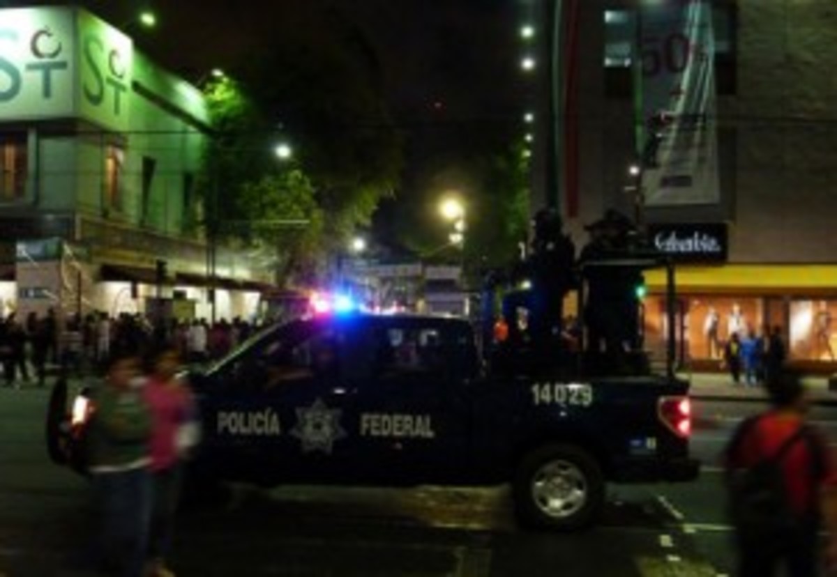 Police were a huge presence during Mexico's Independence Day celebration. (Kristian Beadle)