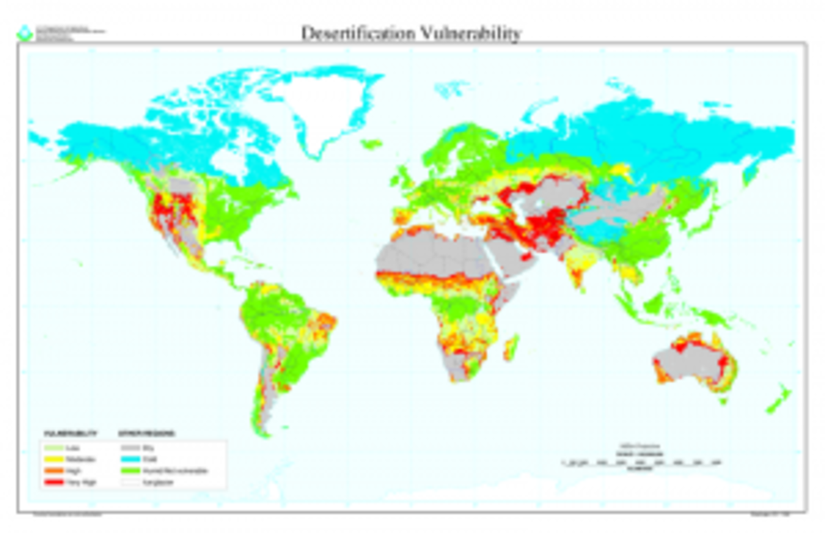 Global desertification vulnerability map from the US Department of Agriculture (Click to enlarge)