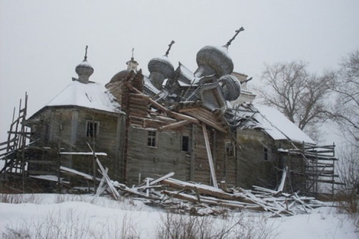 Ruined church in Vologda, Russia.