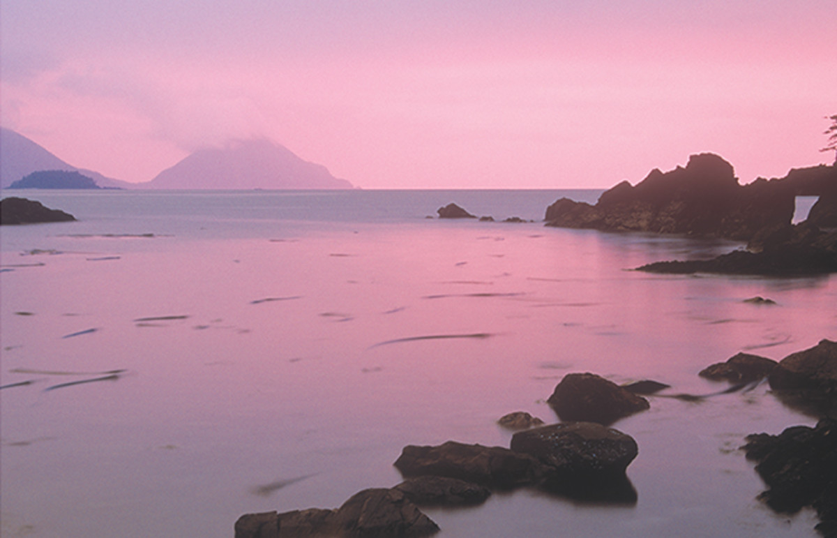 Sunset in Haida Gwaii: In the Queen Charlotte Islands, British Columbia, Canada.