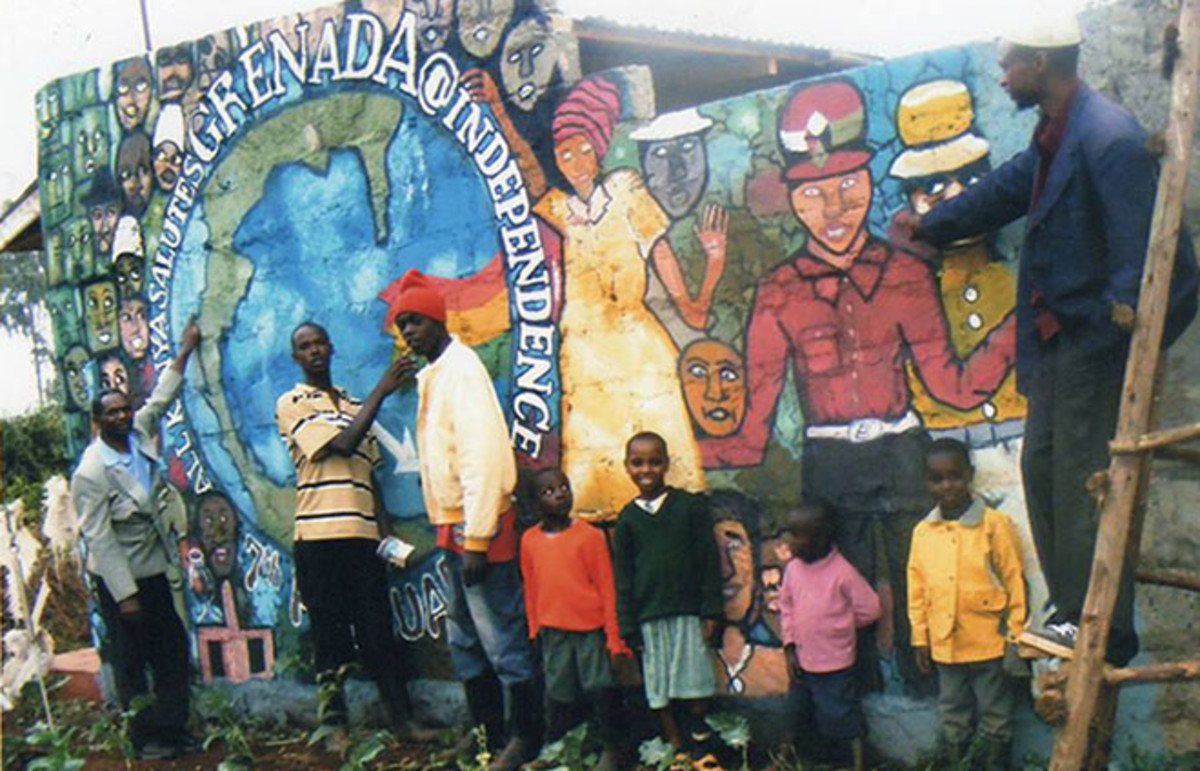 The Ngecha Artist Association in Kenya created a wall mural for the people of Grenada on Grenada’s independence day.