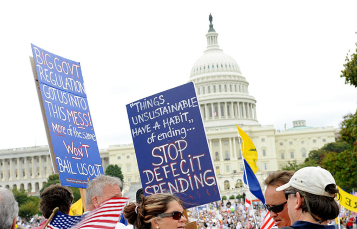 Protesters rally against government tax and spending policies at the U.S. Capitol. (Photo: Rena Schild/Shutterstock)