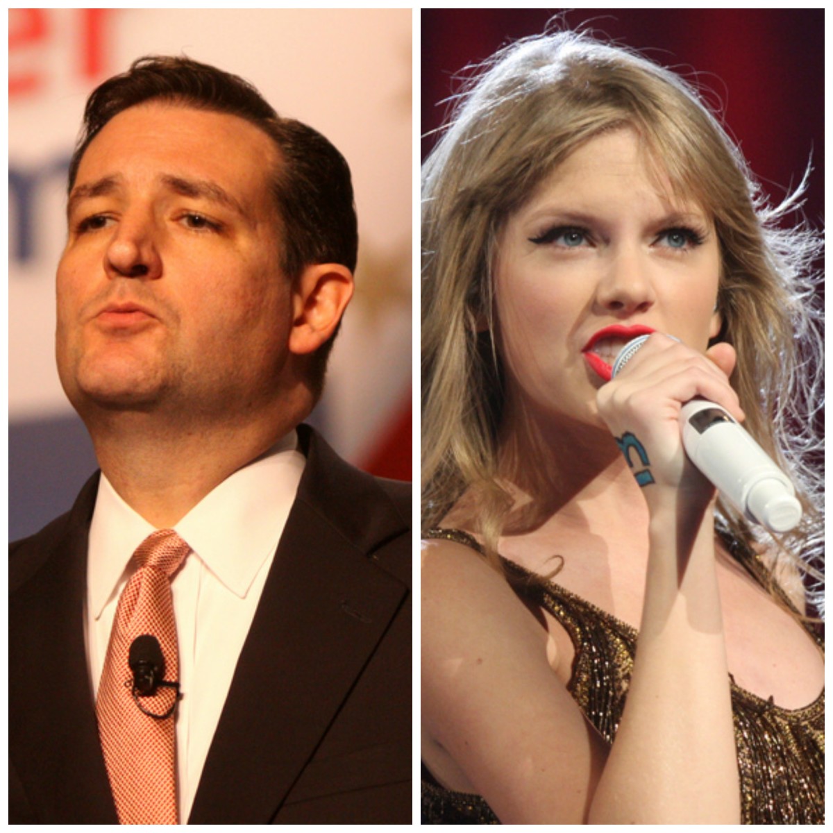 Ted Cruz (left) and Taylor Swift. (Photos: Gage Skidmore/Eva Rinaldi/Flickr/Max Ufberg)