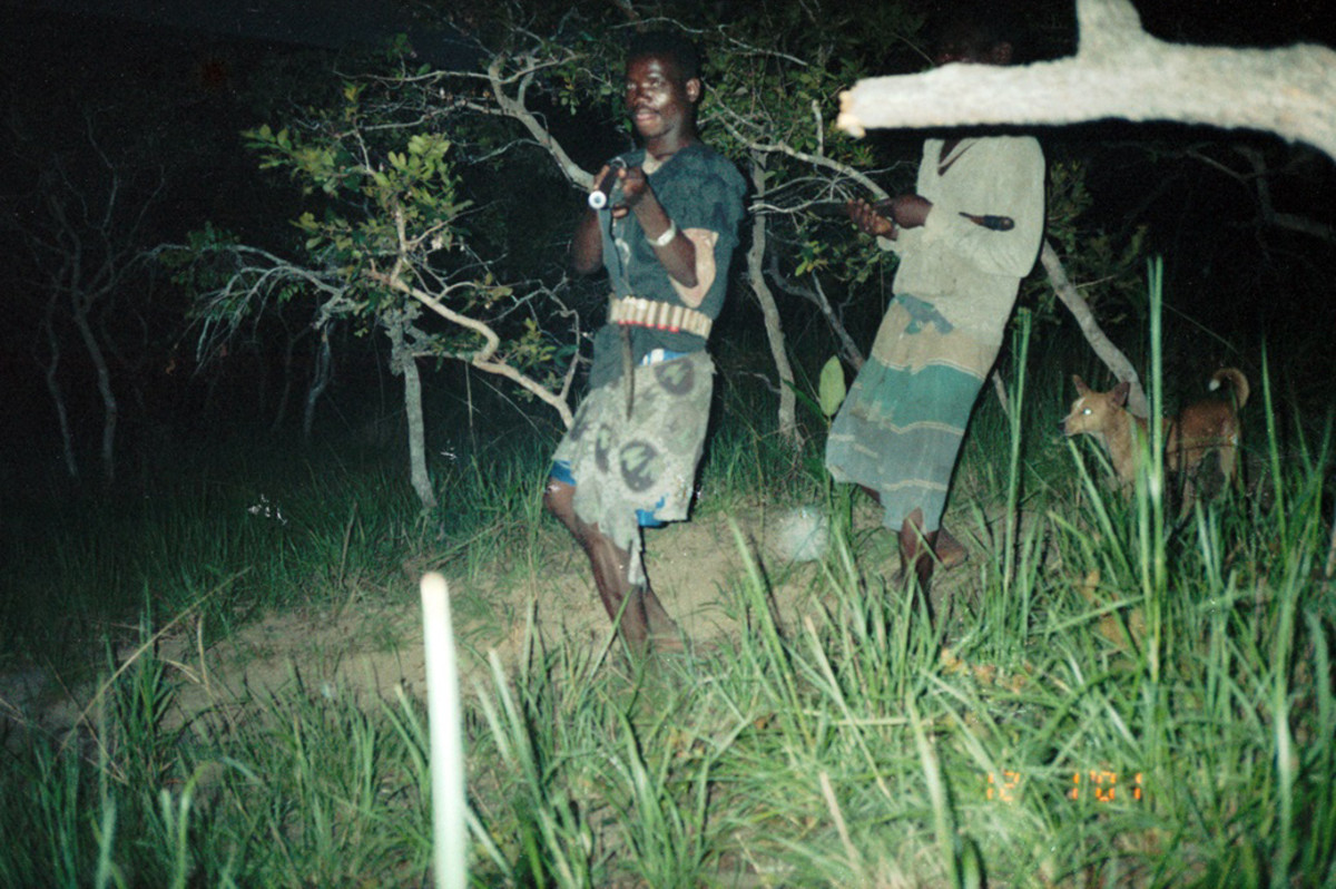Poachers in Gabon in the early 2000s, captured by a remote video camera. (Photo: Philipp Henschel/Panthera)