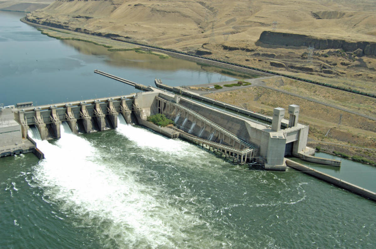 Lower Monumental Dam has a fish ladder to allow salmon to migrate upstream. (Photo: Bonneville Power/Flickr)