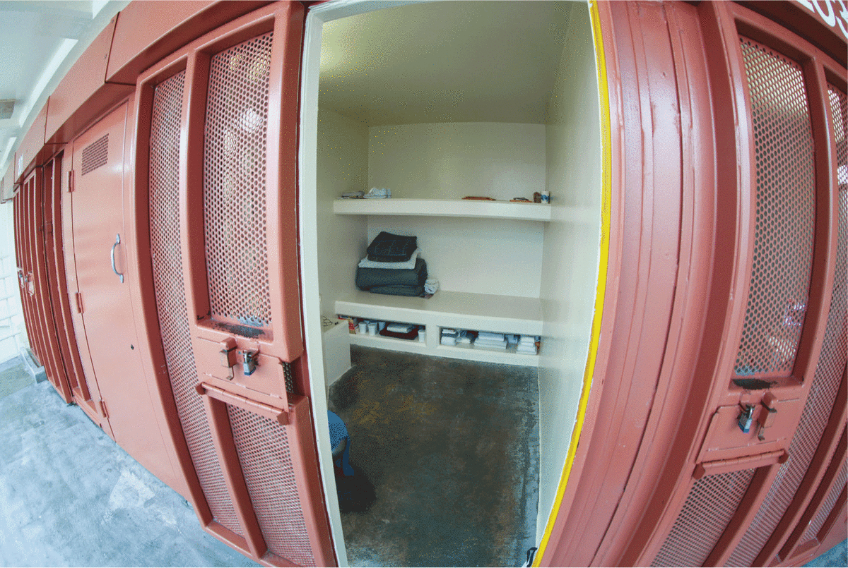 The interior of a cell at the Security Housing Unit of Pelican Bay State Prison, the notorious maximum-security site in Crescent City, California, for top-level prisoners.