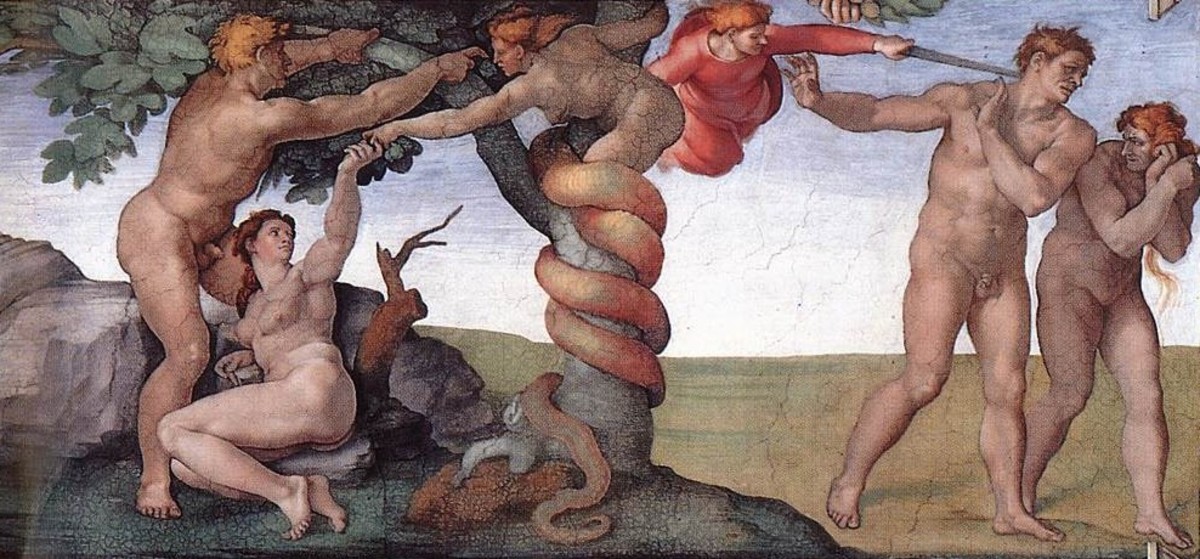 The Fall, depicted in the Sistine Chapel by Michelangelo. (Photo: Wikimedia Commons)