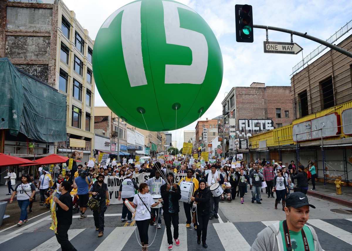 A rally to demand an increase of the minimum wage to in Los Angeles on December 4, 2014. (Photo: Robyn Beck/AFP/Getty Images)