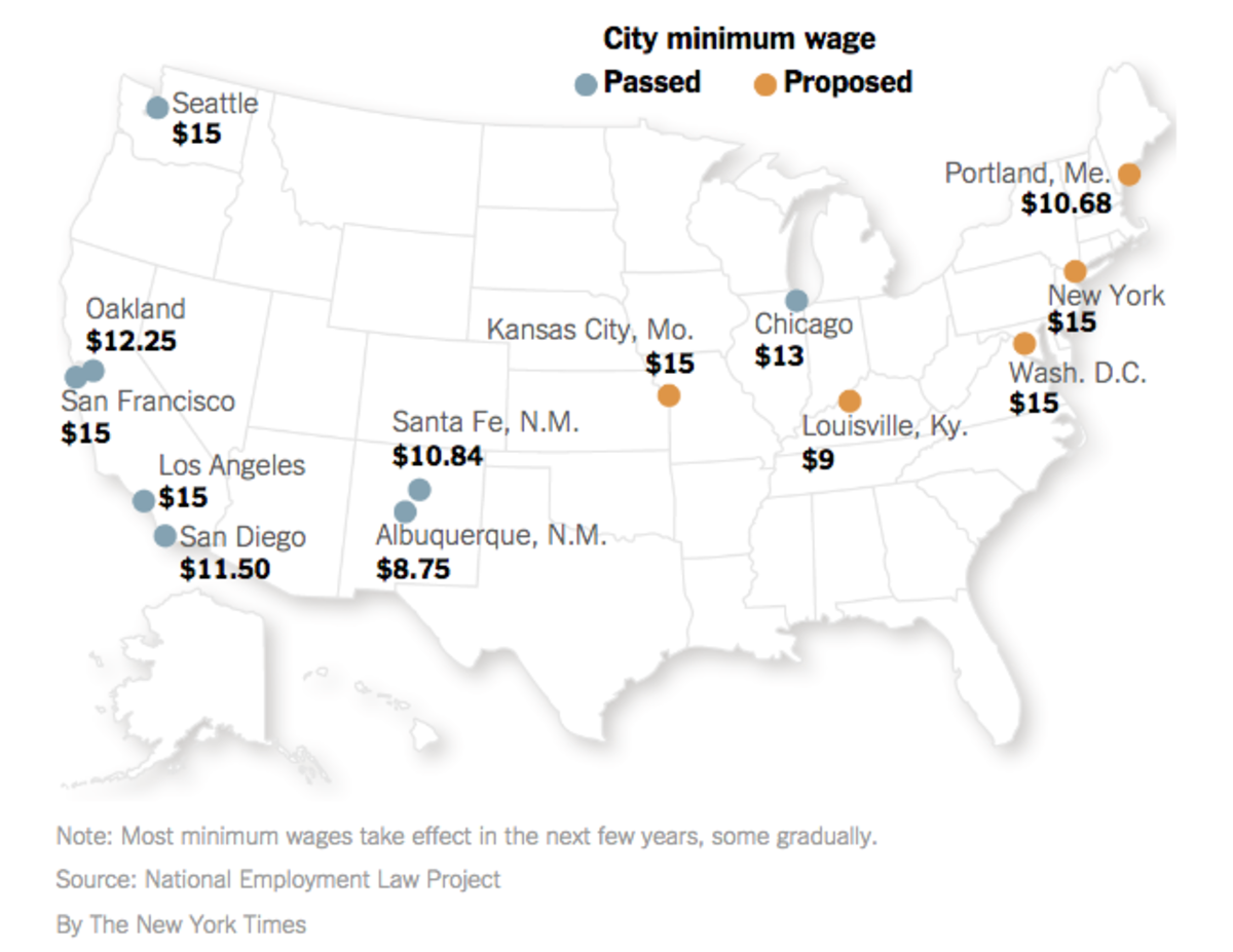 It's wage-a-palooza across America. (Map: The New York Times)