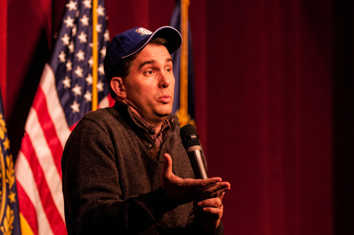 Wisconsin Governor Scott Walker speaks in Concord, New Hampshire, on March 14, 2015. (Photo: Andrew Cline/Shutterstock)