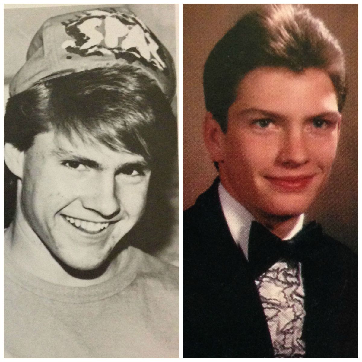 From left: Byran's yearbook photo; Johnny's senior picture.