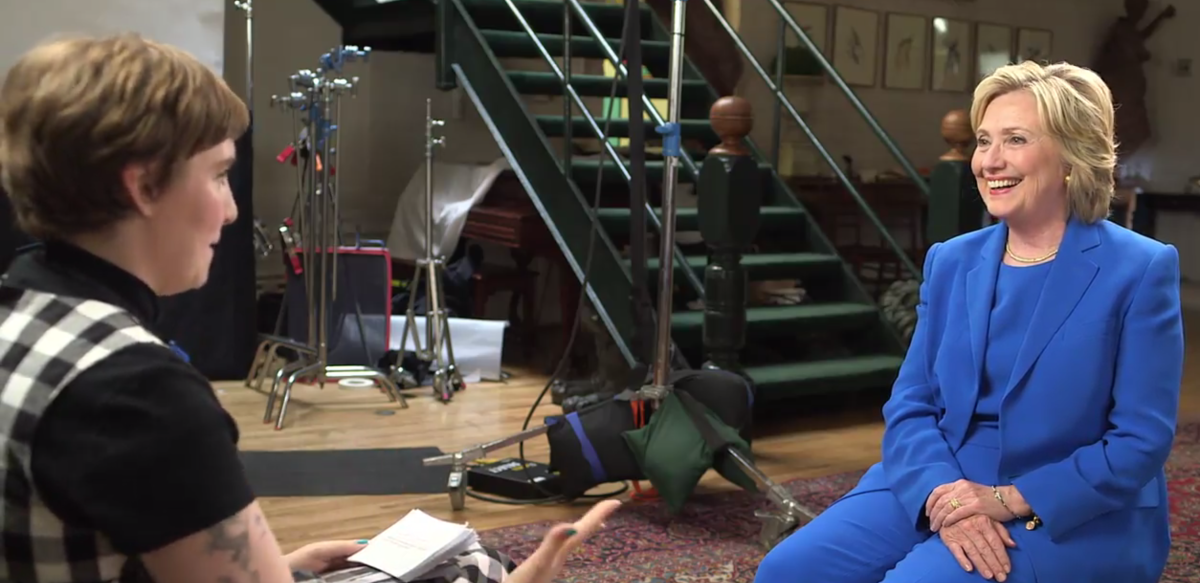 Lena Dunham interviews her favorite Democratic candidate. (Photo: Lenny)