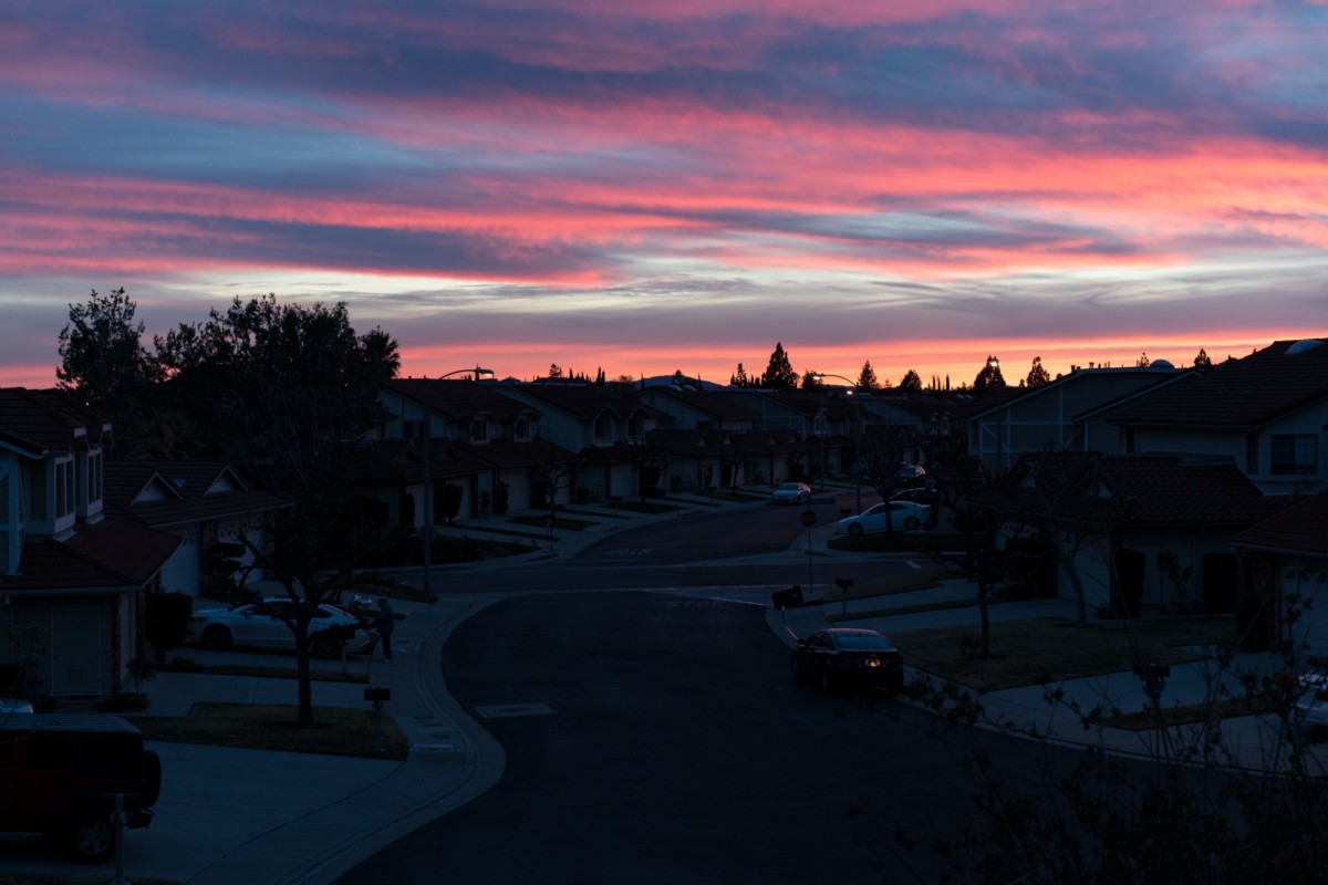 The sun sets over the community of Porter Ranch on the evening of January 28th, a few weeks before the largest methane blowout in U.S. history was finally capped less than a mile away. Over 112 days, the leak spewed 100,000 tons of methane into the atmosphere, equivalent to the annual greenhouse gas emissions of half a million cars, and the future is still uncertain for many residents who were affected.