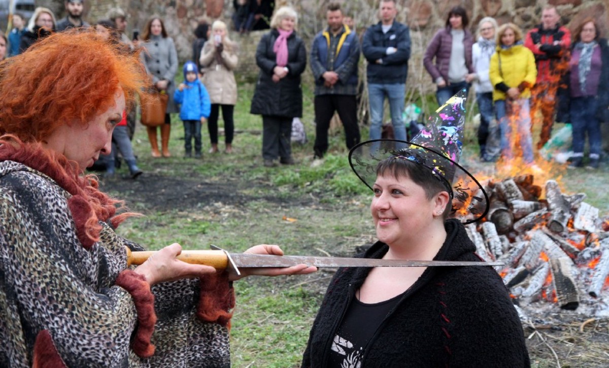 Women perform witchcraft rituals as they celebrate Walpurgis Night, or Witches’ Night, in Vilnius, Lithuania, on May 1st, 2017.