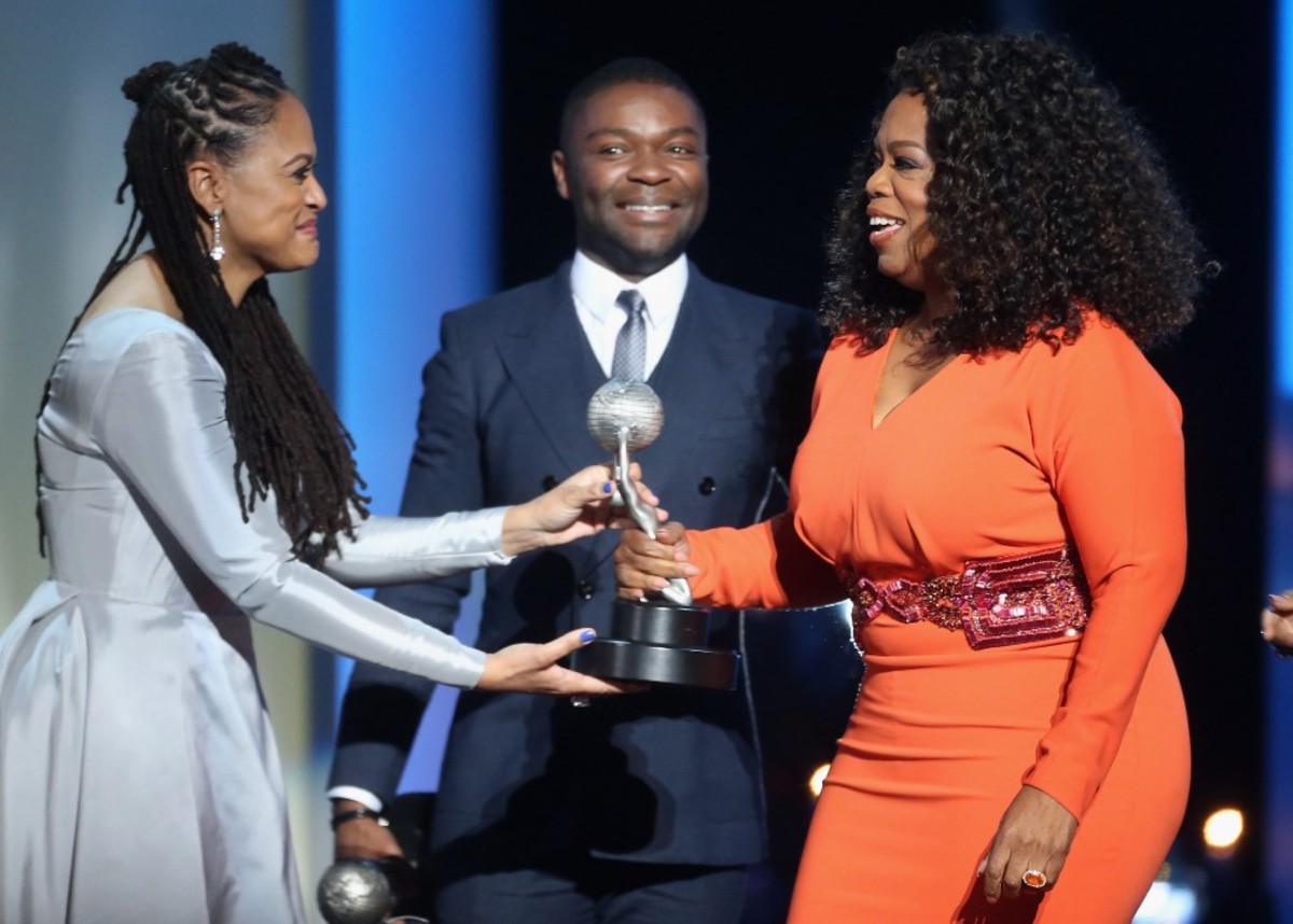 Director/producer Ava DuVernay, actor David Oyelowo, and actress/producer Oprah Winfrey accept the award for Outstanding Motion Picture for Selma onstage during the 46th NAACP Image Awards on February 6th, 2015, in Pasadena, California. (Photo: Frederick M. Brown/Getty Images)