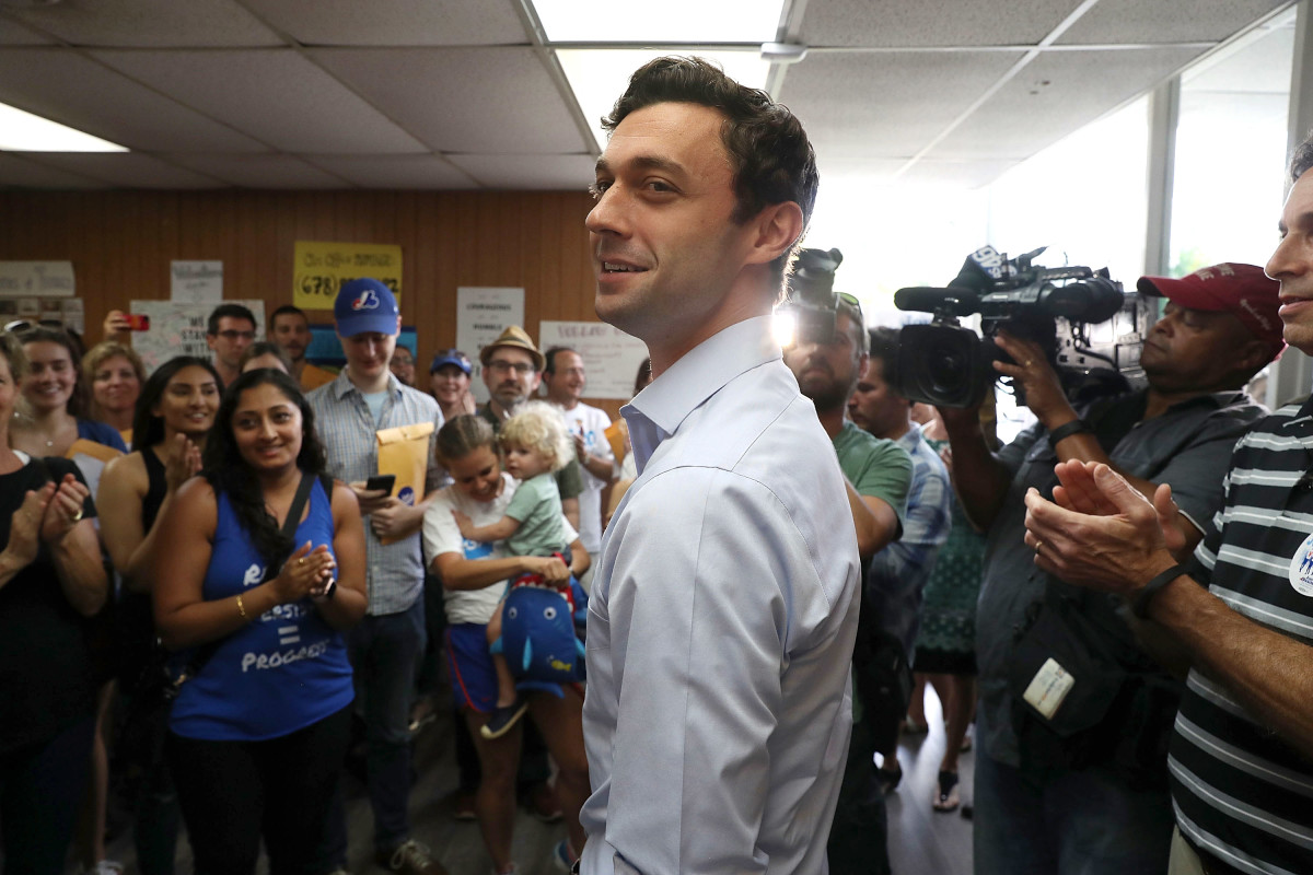 Democratic candidate Jon Ossoff visits a campaign office on June 19th, 2017, in Chamblee, Georgia.