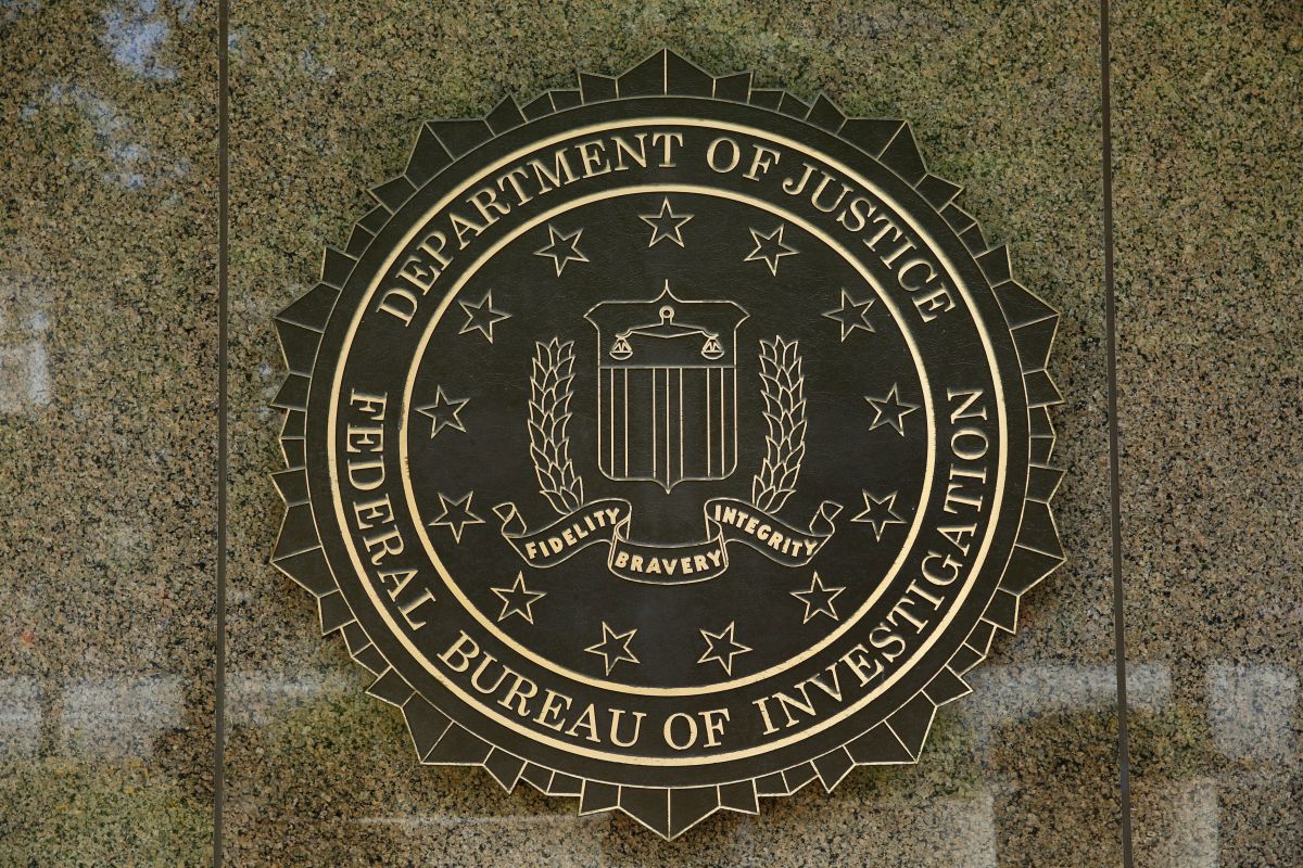 The Federal Bureau of Investigation seal is seen outside the FBI headquarters building in Washington, D.C.