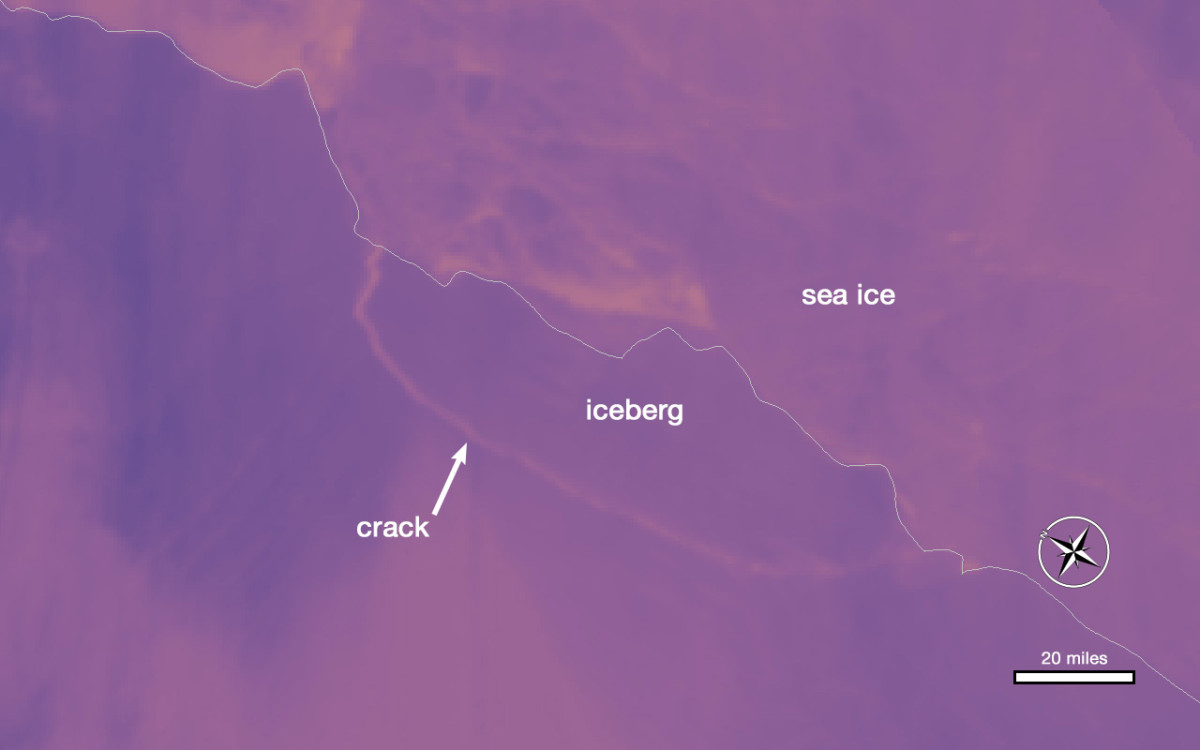 The Larsen C ice shelf breaks from Antarctica.