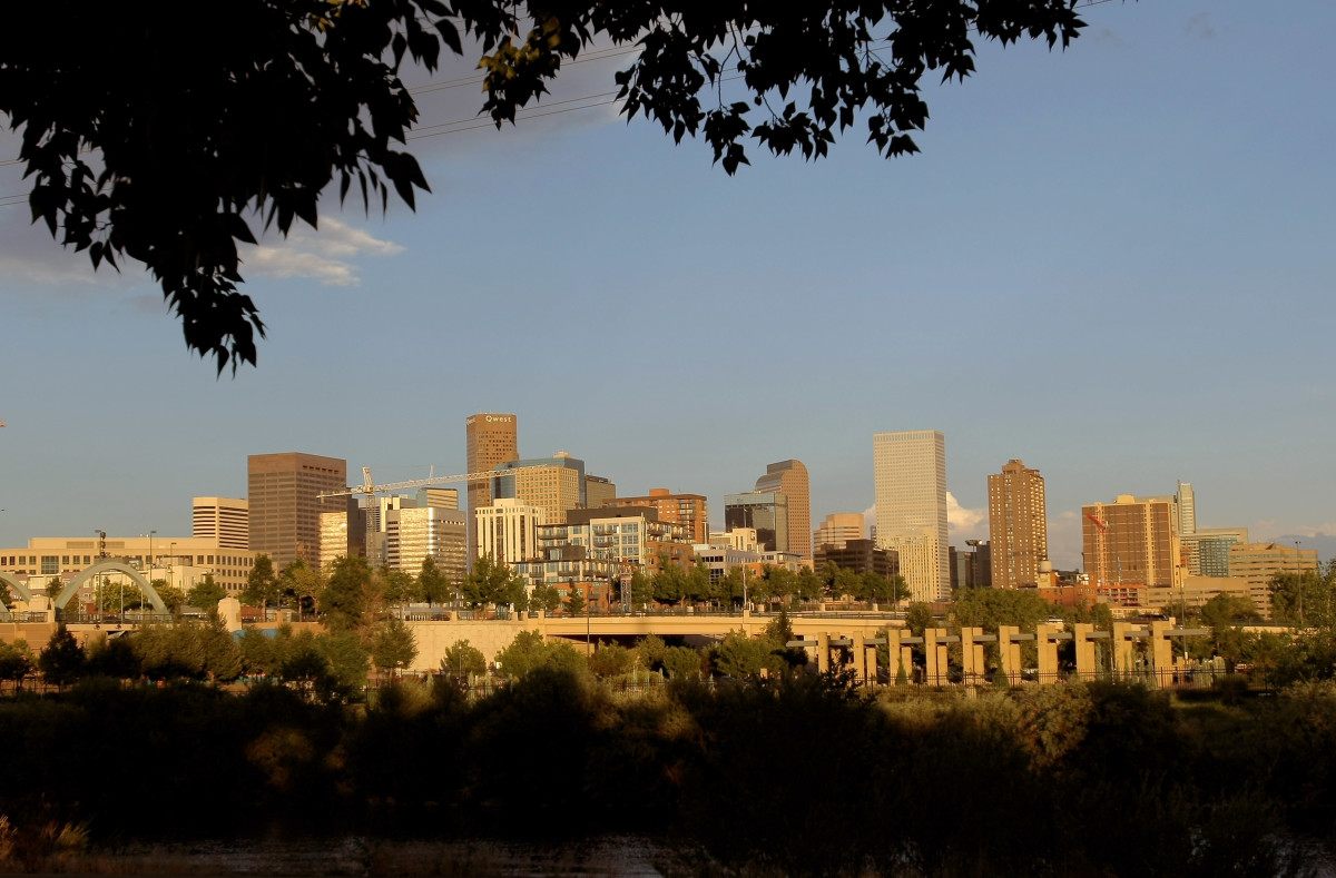 A view of the downtown city skyline on August 12th, 2008, in Denver, Colorado.