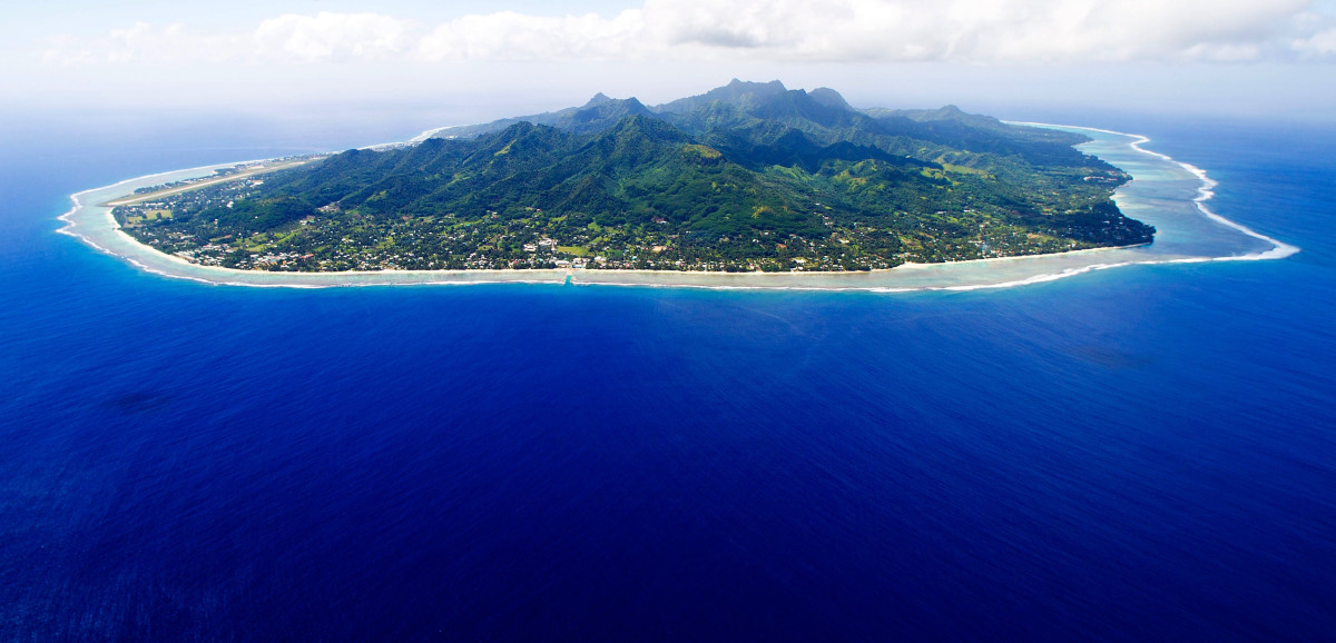 The Island of Rarotonga, the largest island in the Cook Islands, is viewed from the air on August 30th, 2012.