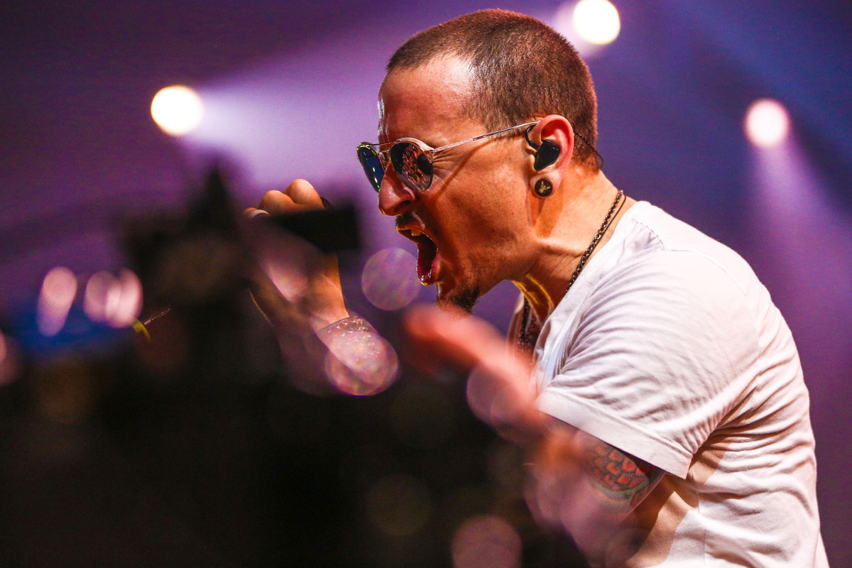 Chester Bennington of Linkin Park performs on stage on May 22nd, 2017, in Burbank, California.