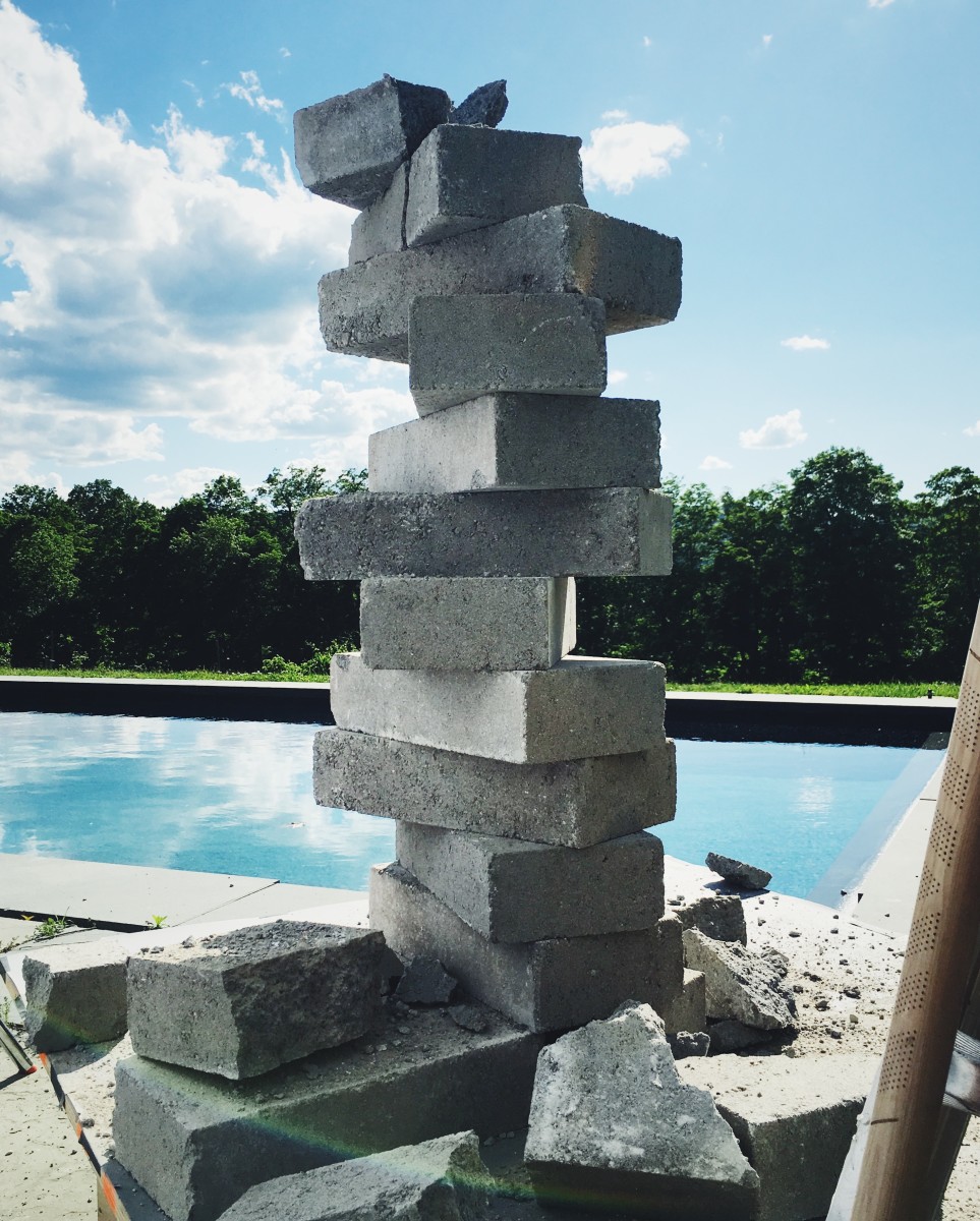 Stacked concrete blocks.