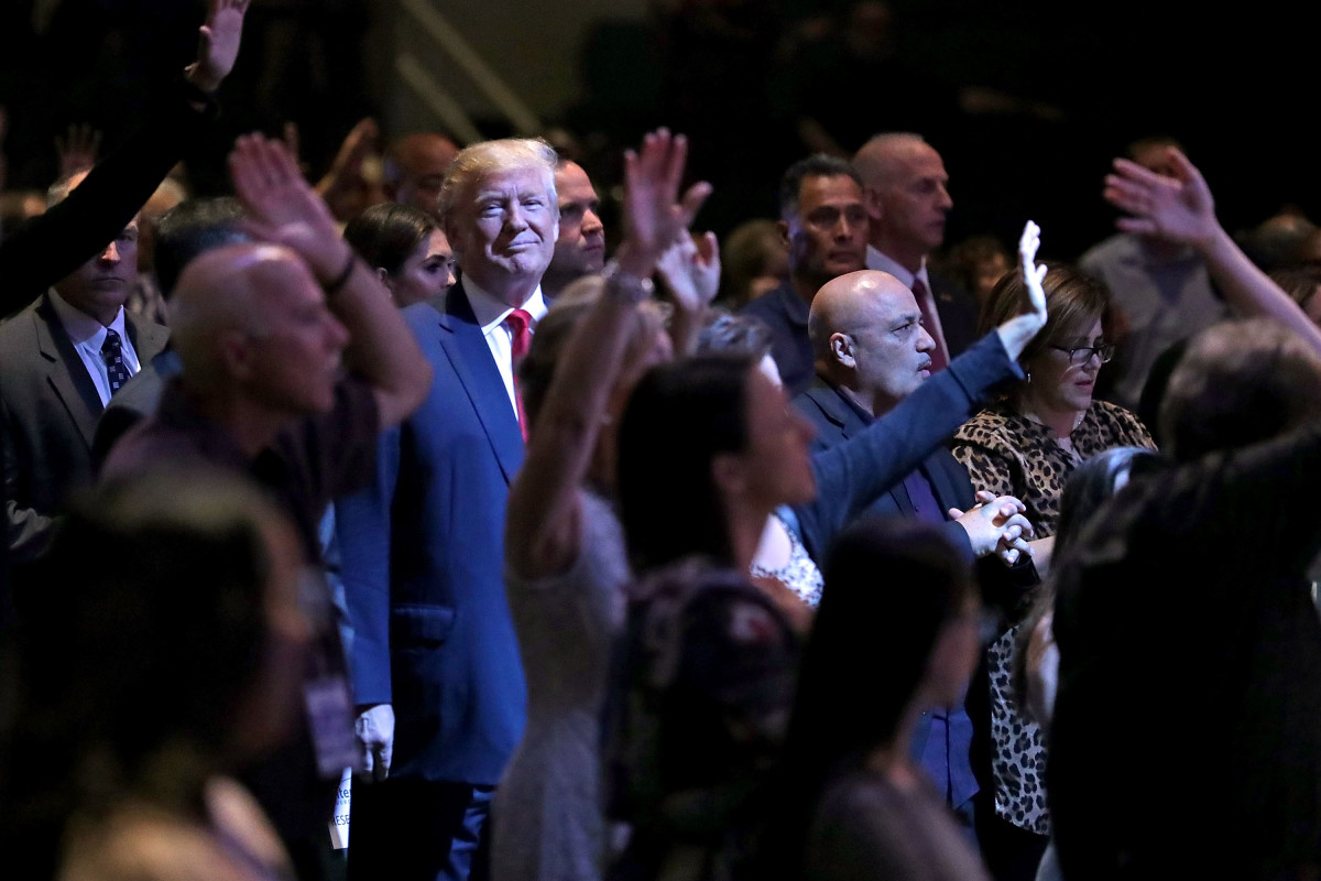 Donald Trump attends a worship service at the International Church of Las Vegas on October 30th, 2016, in Las Vegas, Nevada.