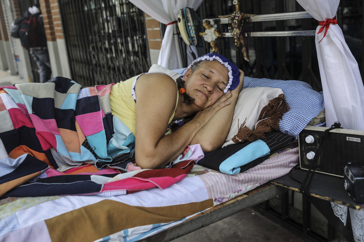 A woman celebrates the World Day of Laziness in Itagui, Colombia, on August 20th, 2017.