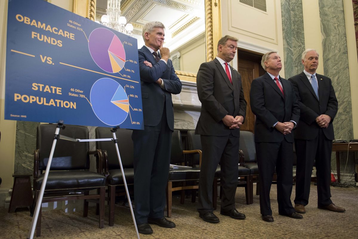 From left: Senators Bill Cassidy, Dean Heller, Lindsey Graham, and Ron Johnson announce their ACA repeal legislation on September 13th, 2017.