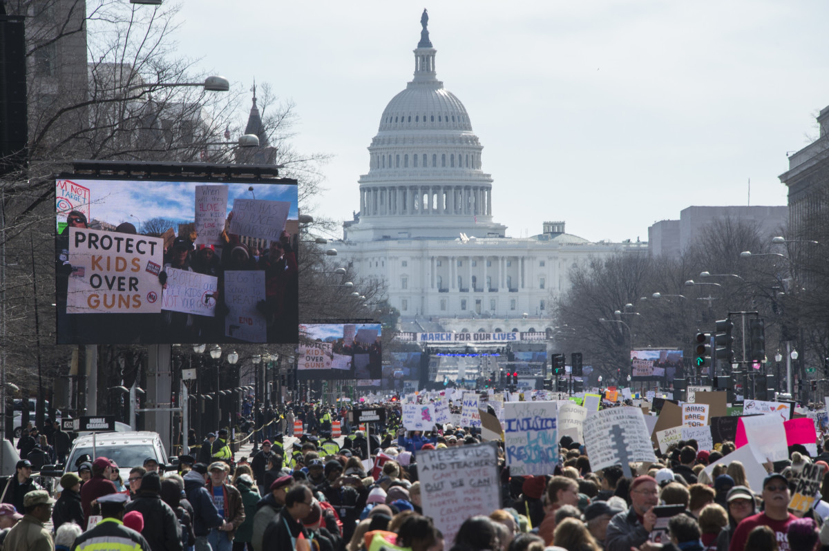 Participants take part in the March for Our Lives rally in Washington, D.C., on March 24th, 2018.