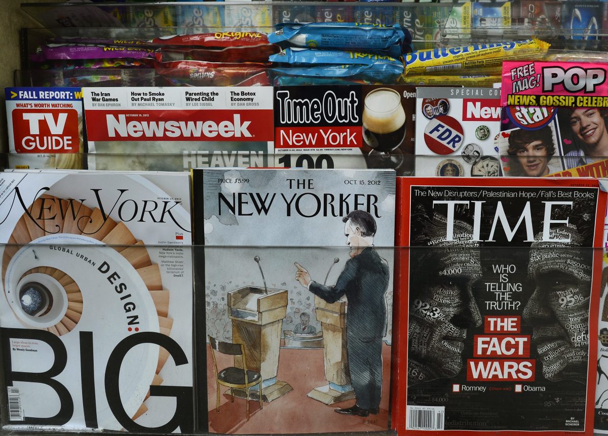 The New Yorker displayed in an Upper East Side newsstand in New York on October 9th, 2012.
