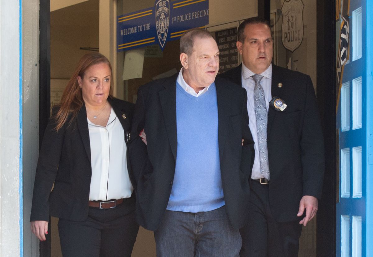 Harvey Weinstein leaves the New York City Police Department's First Precinct on May 25th, 2018, in New York.