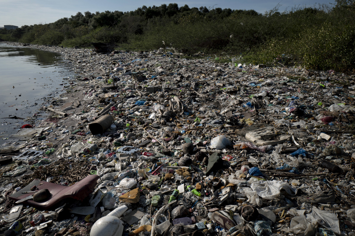 Plastic wastes fill a beach on April 18th, 2018, in Manila, Philippines.