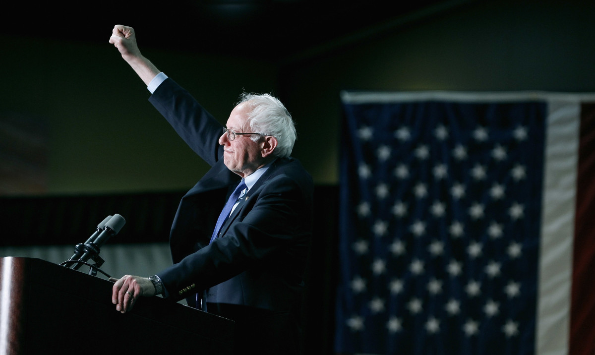 Democratic presidential candidate Senator Bernie Sanders (D-Vermont) speaks to a crowd gathered at the Phoenix Convention Center during a campaign rally on March 15th, 2016, in Phoenix, Arizona.