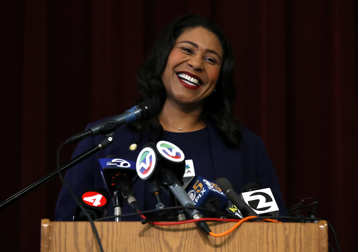 San Francisco Mayor-elect London Breed speaks during a news conference at Rosa Parks Elementary School on June 14th, 2018, in San Francisco, California.