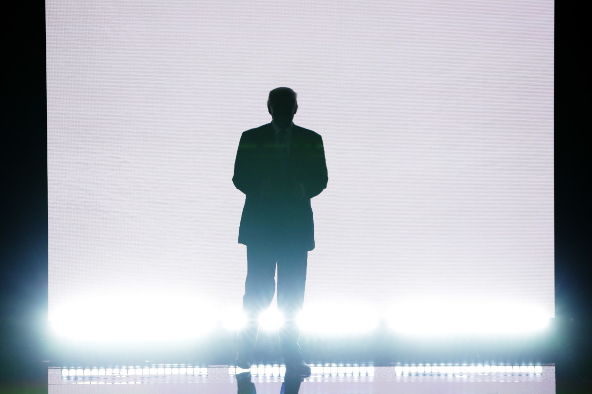 Donald Trump enters the stage at the Republican National Convention on July 18th, 2016, in Cleveland, Ohio.