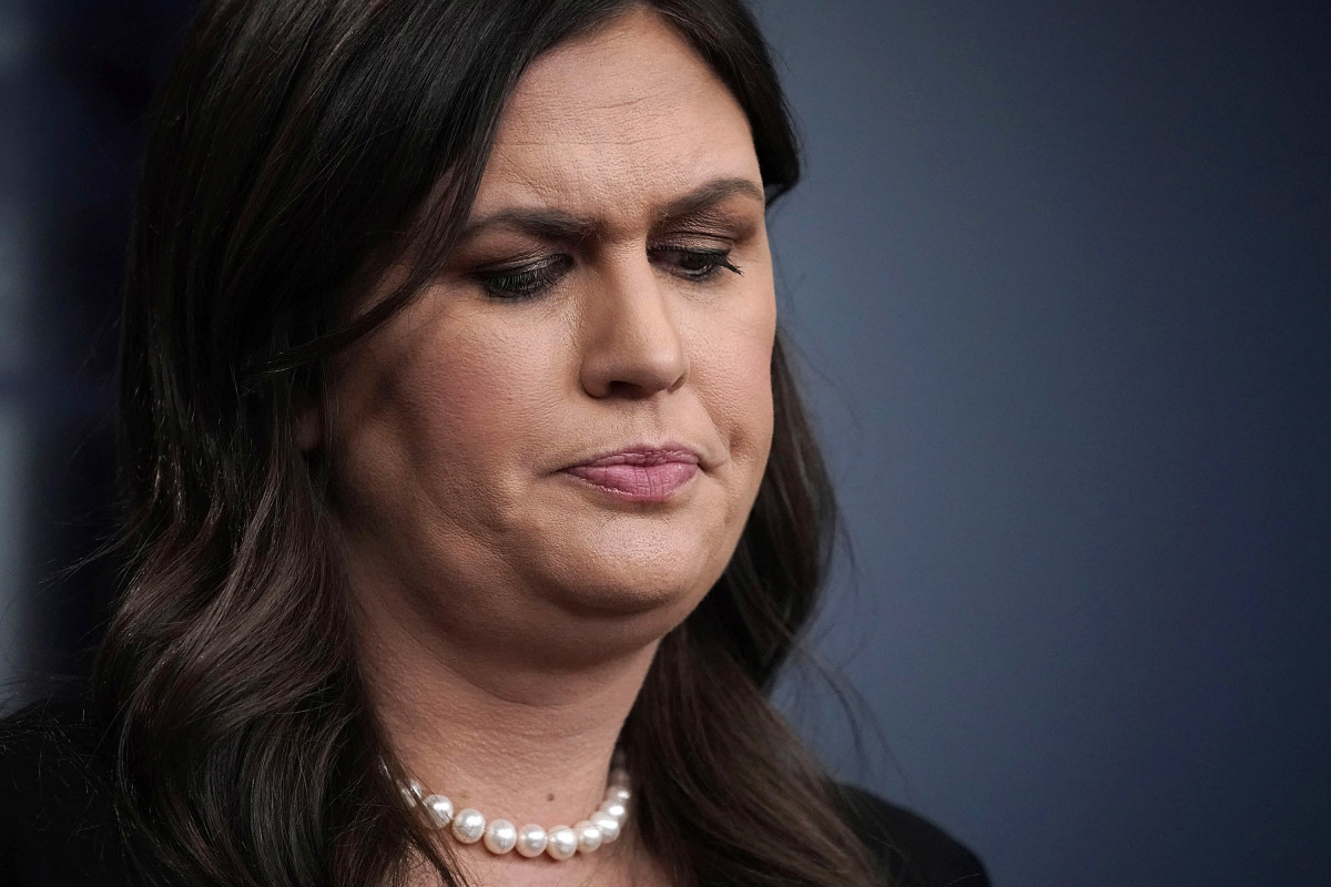 White House Press Secretary Sarah Huckabee Sanders conducts a White House daily news briefing on June 14th, 2018.