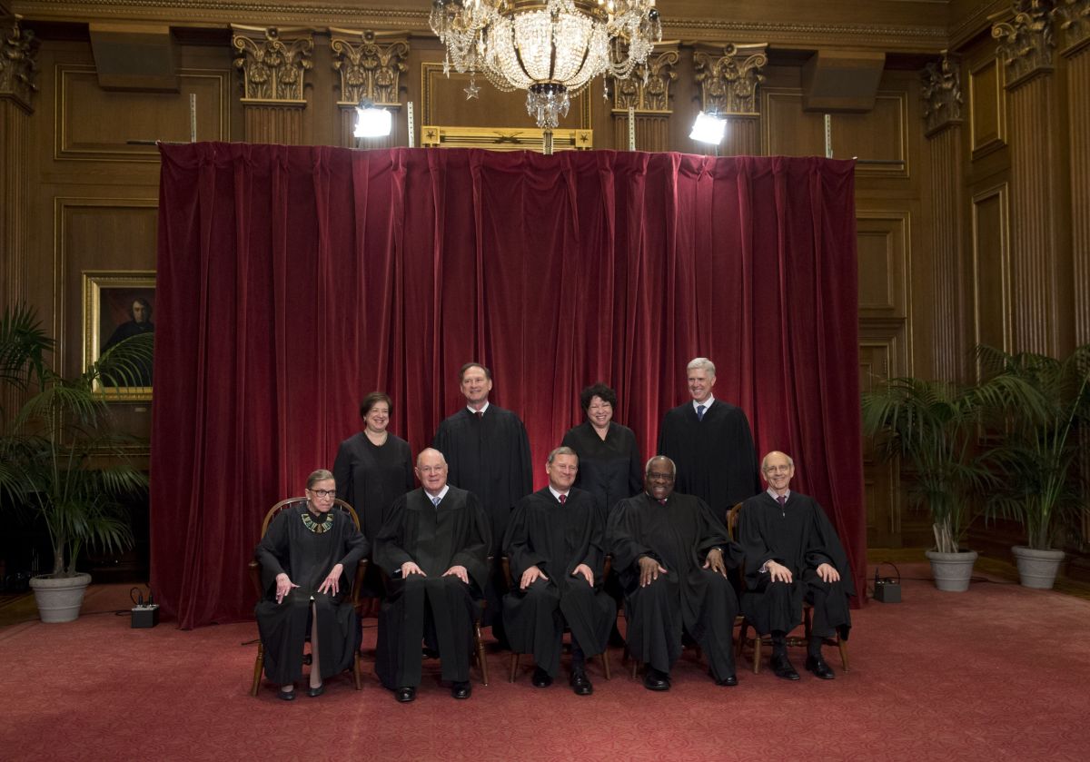 Justices of the U.S. Supreme Court sit for their official group photo in Washington, D.C, on June 1st, 2017.