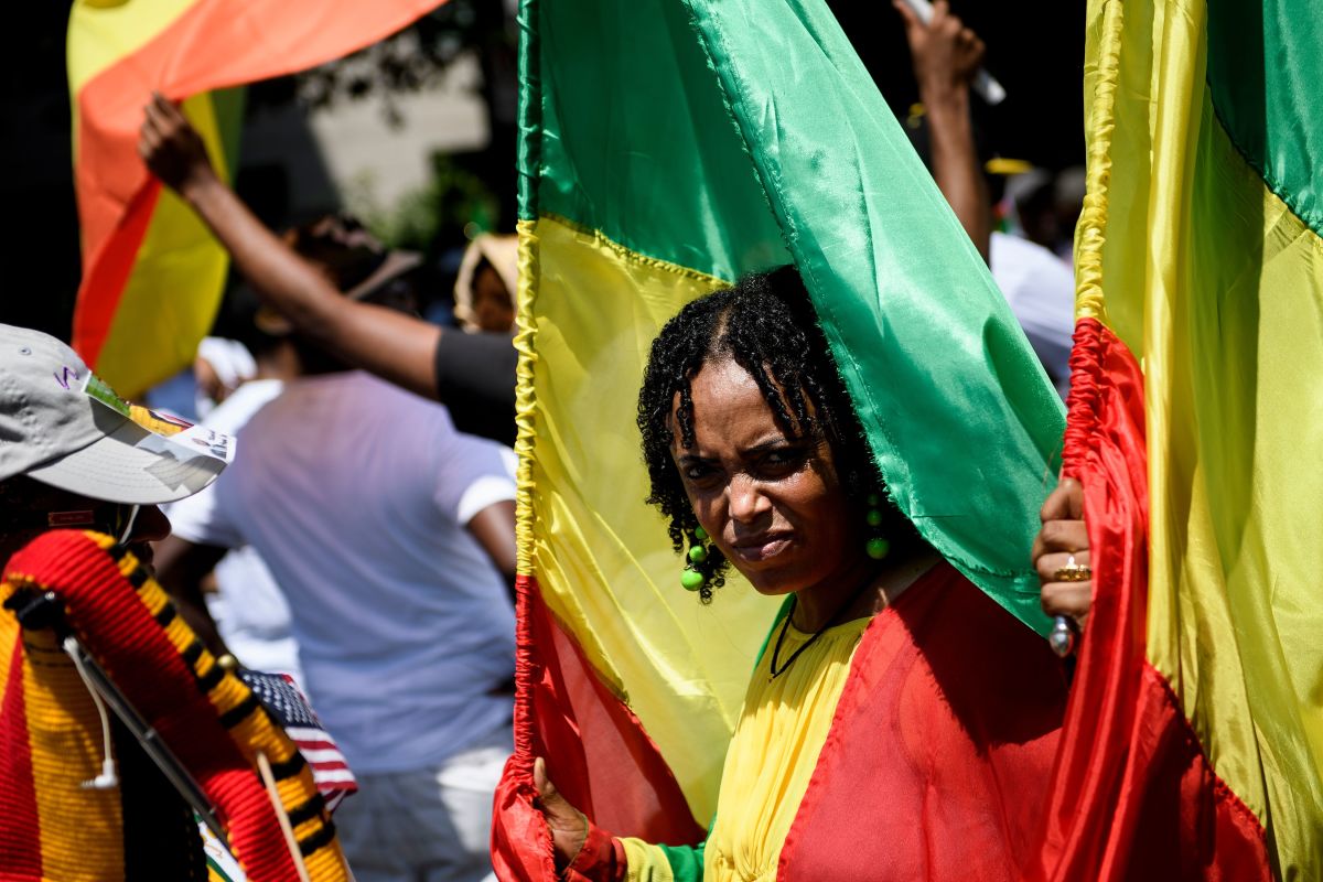 Supporters of Ethiopian Prime Minister Abiy Ahmed rally on June 26th, 2018, in Washington, D.C.