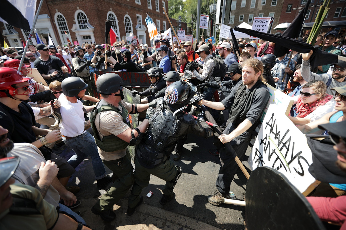 Protesters clash in Charlottesville, Virginia.