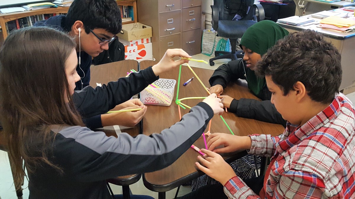 Freshmen at St. Louis Park High School take time out of their social studies class for a team-building exercise that is part of the school's Building Assets, Reducing Risks program.