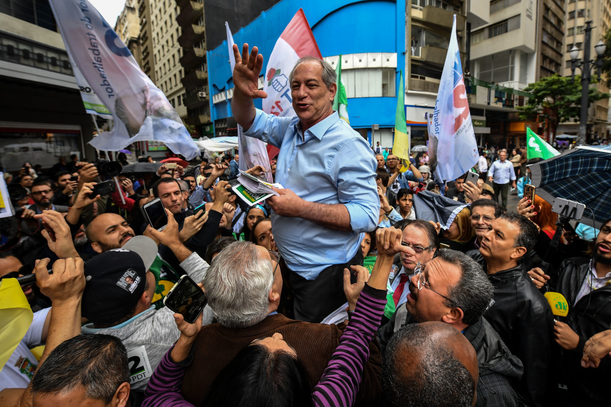 Brazilian presidential candidate for the Democratic Labour Party, Ciro Gomes, campaigns in downtown Sao Paulo, Brazil, on September 4th, 2018, ahead of the October 7th national election.