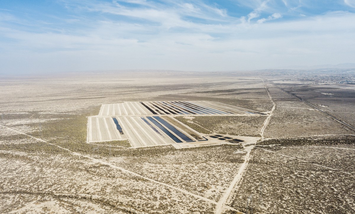 Wastewater ponds in an oil field in Kern County, California.